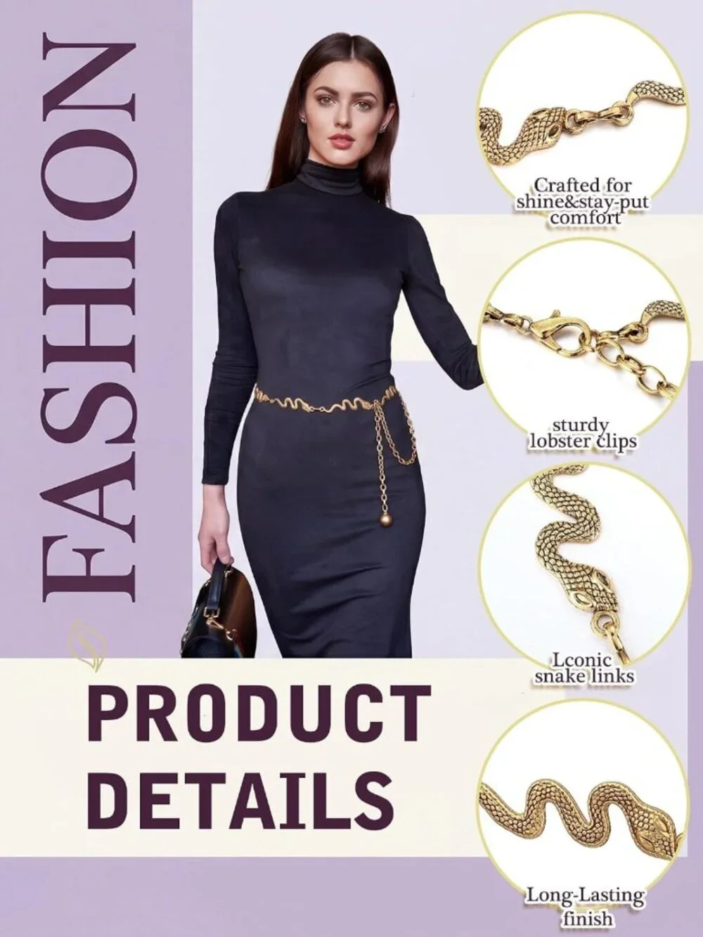 6 Pcs Multi-Layer Gold & Silver Waist Chain Belt for Women - Adjustable Body